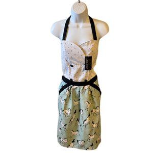 Max Studio Home Bib Apron Polka Dot Horse Print Cotton New With Tags